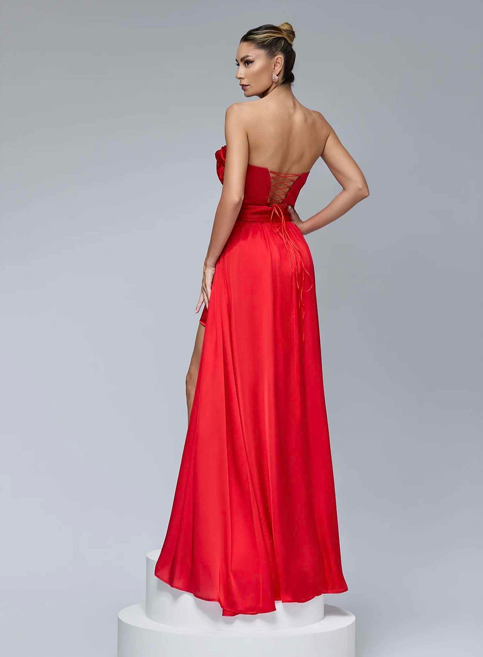 Thumbnail: Red Push-Up Corset Maxi Dress ss24-rl20