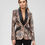 Thumbnail: Two-piece Suit, Animal Print Blazer with Black Lapels and Flared Pants
