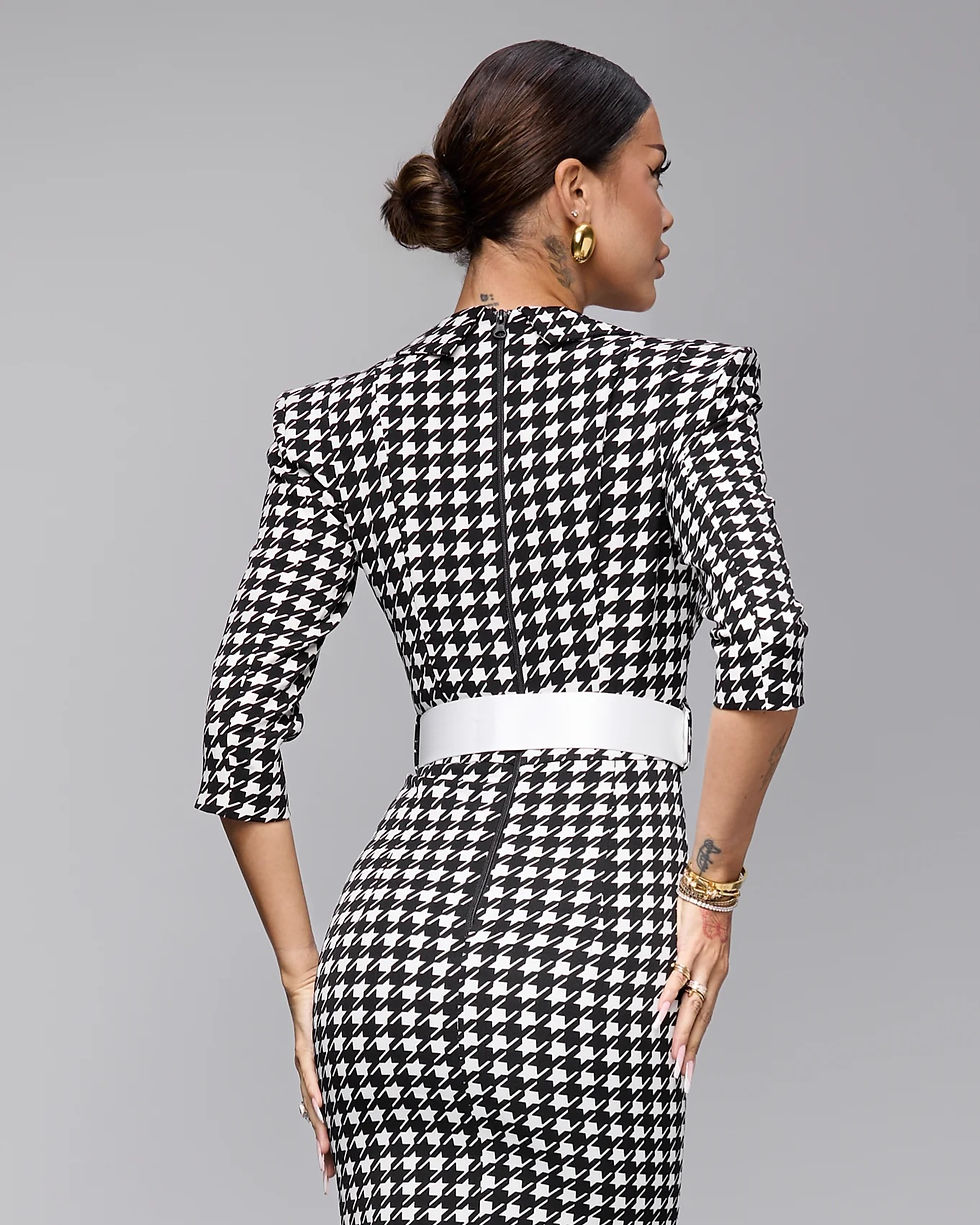 Thumbnail: Midi Dress Black and White Print