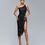 Thumbnail: Black Sequin Midi Dress, one shoulder with golden lace SS24-R71
