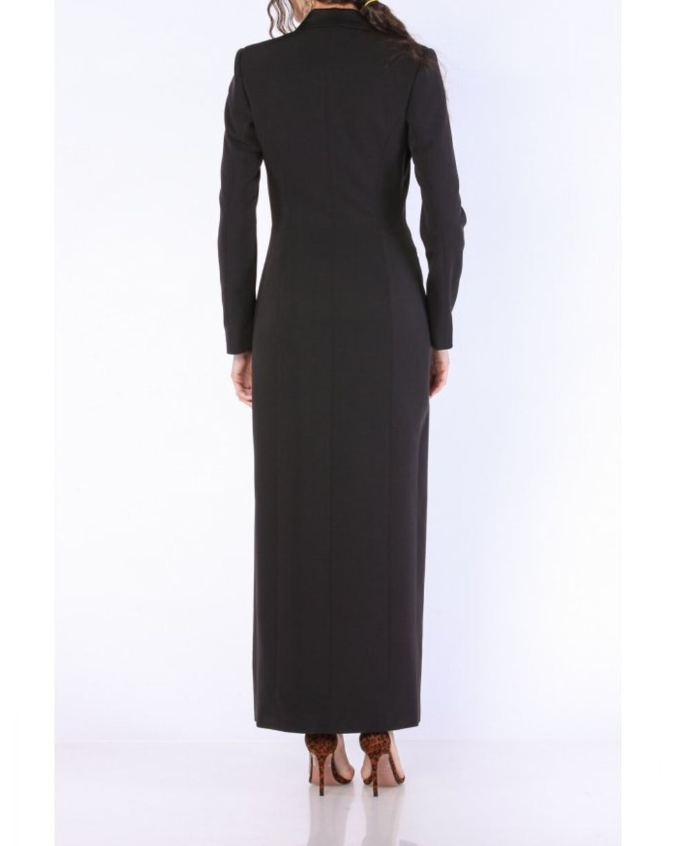 Thumbnail: Nina Covaci Black Long Blazer Dress with Satin Lapels and Front Slit

