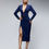 Thumbnail: Navy Blue Midi Dress Gold Details(Belt Included) TM24-R03