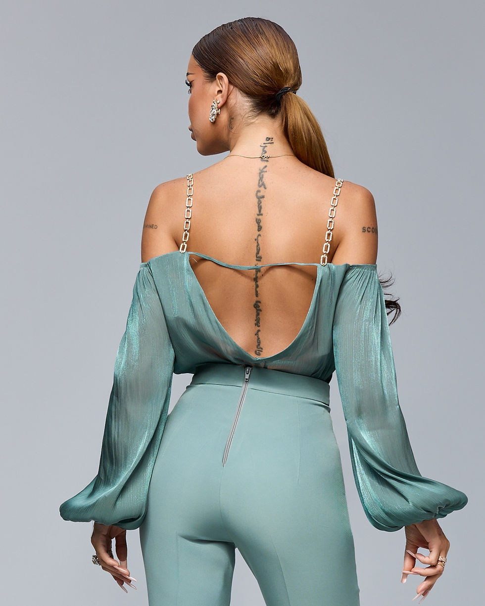 Thumbnail: Dusty Mint Tapered Trousers , with high waist, waist accessory tm24-pl02v