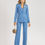 Thumbnail: Blue Two-Piece Suit Detachable Golden Brooch 