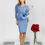 Thumbnail: Blue Midi Dress with Peplum and Removable Flower