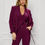 Thumbnail: Burgundy Two-Piece Suit, Blazer and Tapered Trousers 