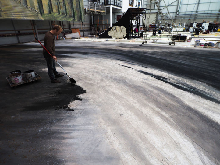  painted cyclorama on the floor for Frankenstein ballet