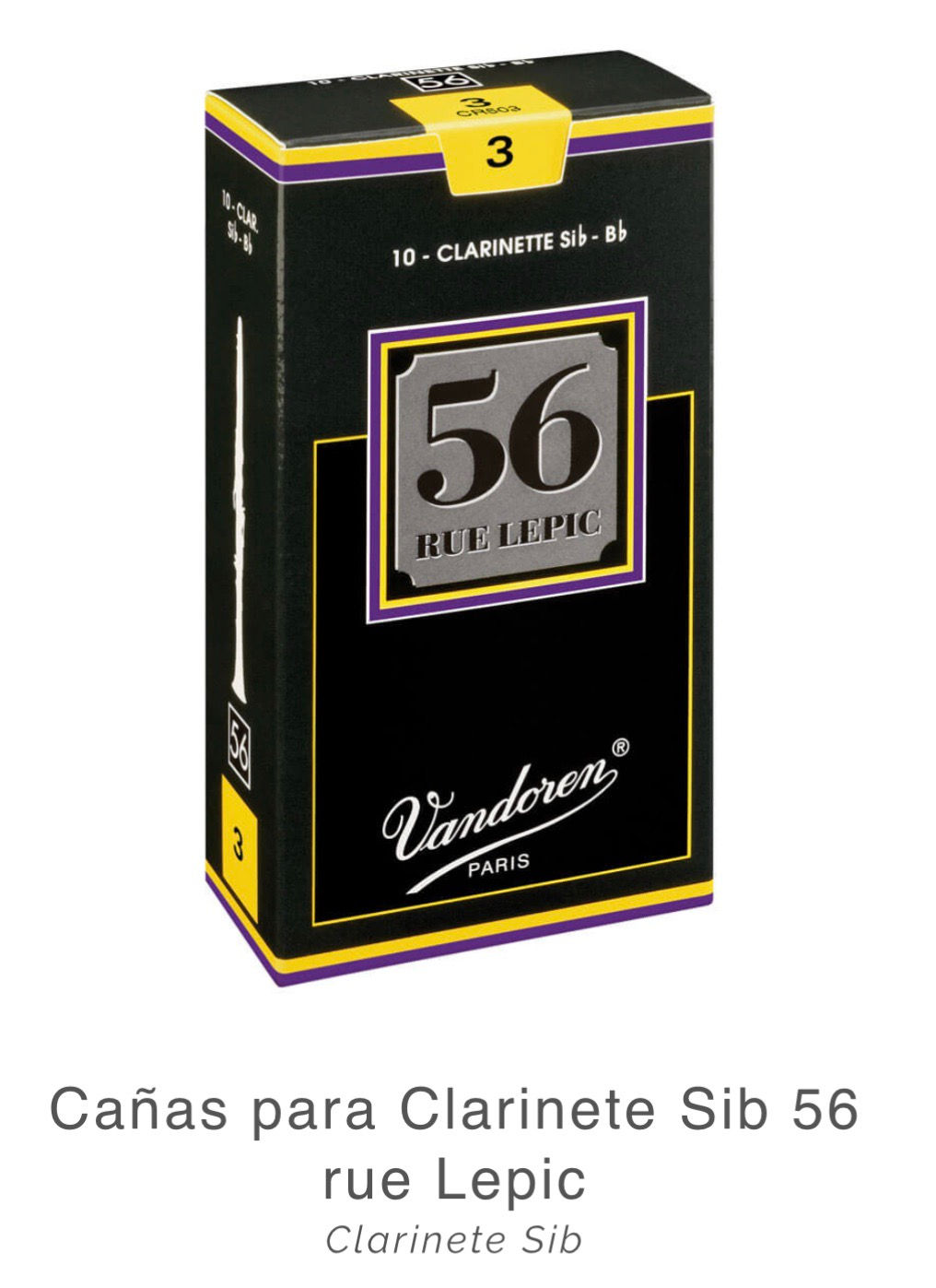 Cañas Vandoren número 3 y 3 1/2 para clarinete Bb 56