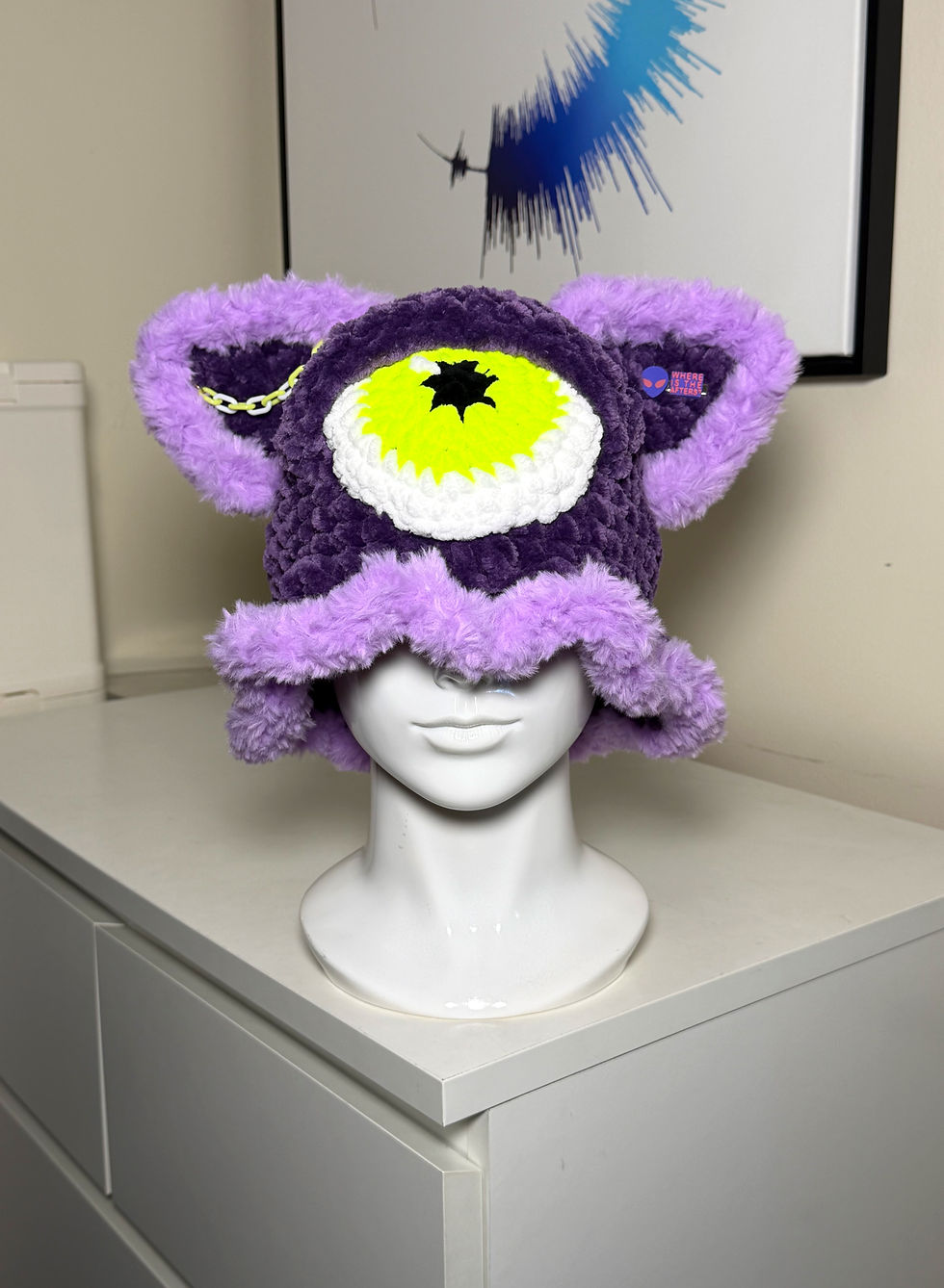 Cyclops bucket hat w/ secret pocket & UV reactive eye