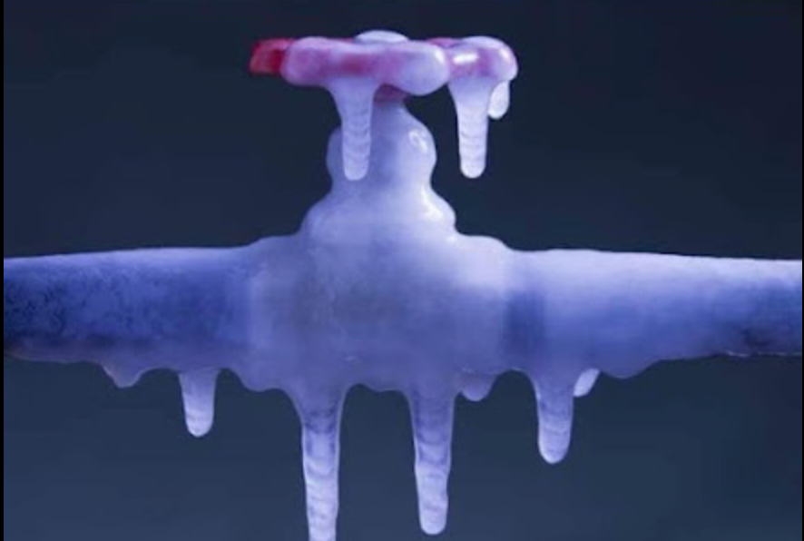 water line frozen over
