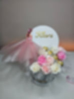 Princess-style Ferrero Rocher gift box with elegant lady figurine, roses and personalised name topper