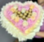 close-up luxury ferrero rocher heart shaped sweet bouquet