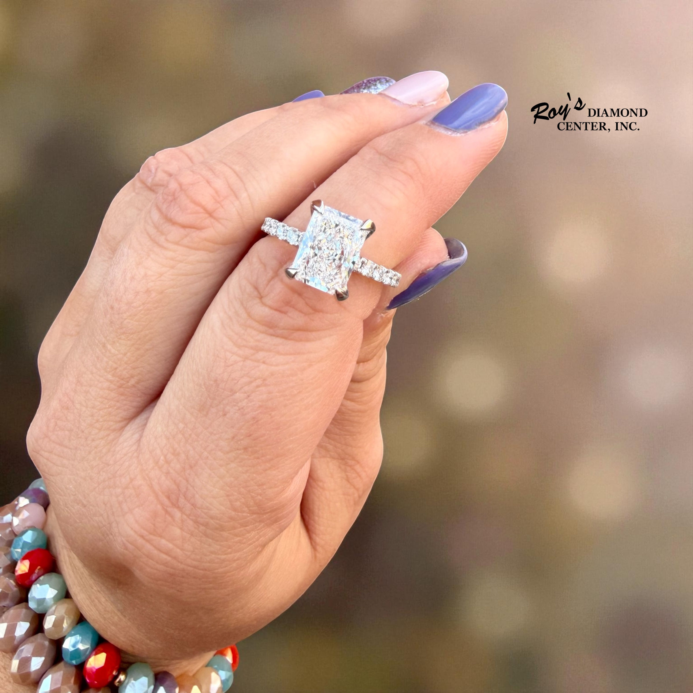 Radiant Cut Lab Diamond Engagement Ring