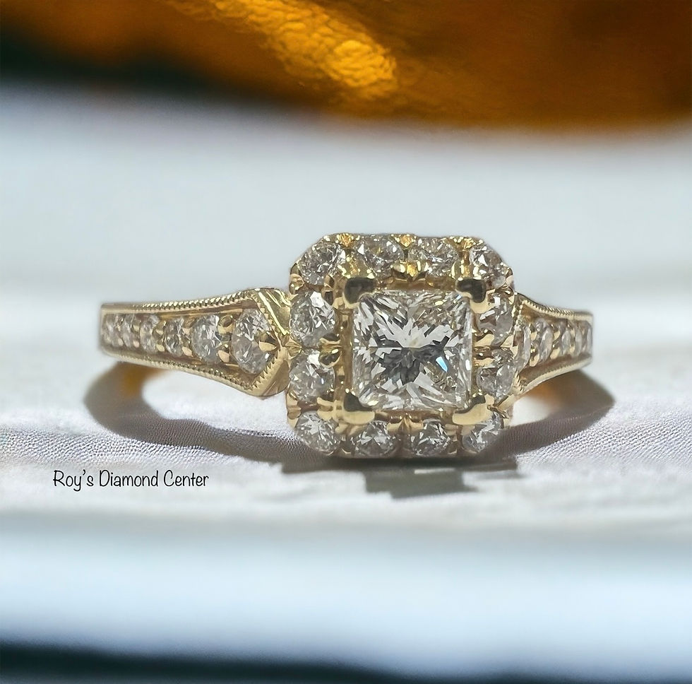 Princess Cut Diamond W/ Diamond Halo and Shank
