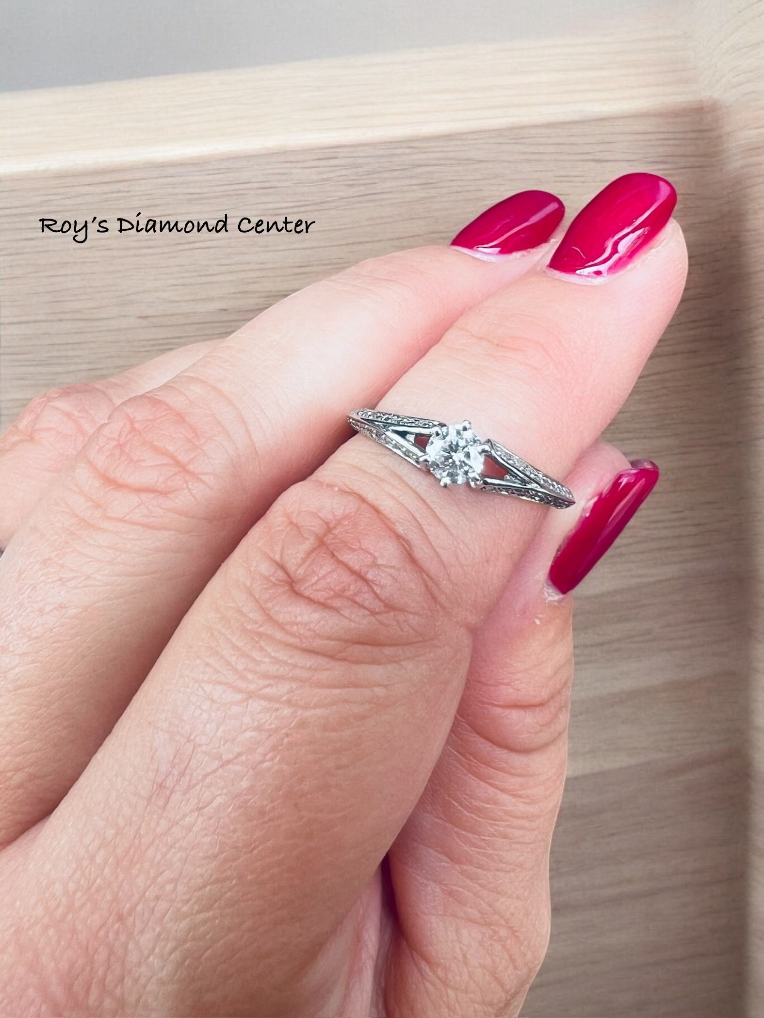 Round Diamond Engagement Ring W/ Diamond Shank 