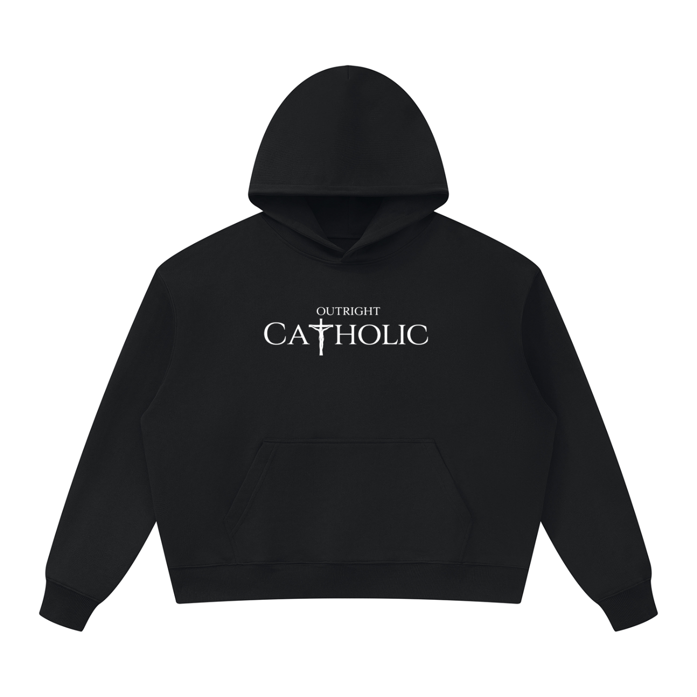 Outright Catholic Essential Hoodie / Black/Gray