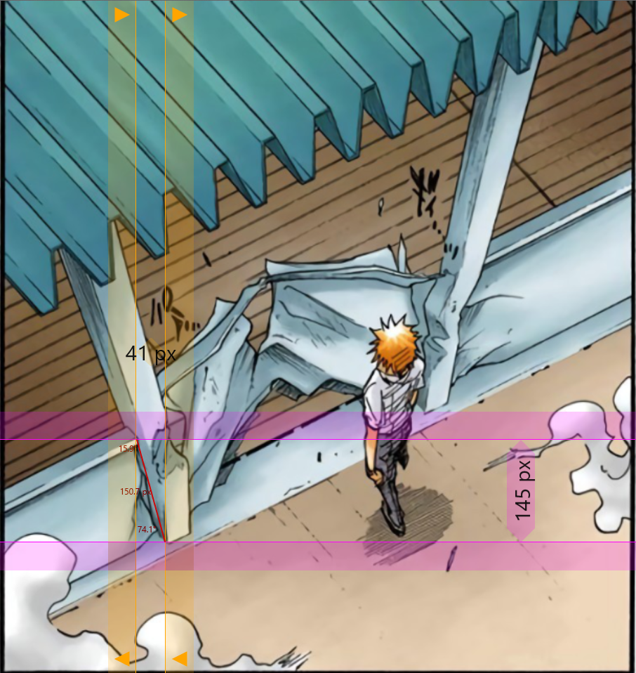 height of metal wall 150.7px X 0.6172cm/px = 93.0180cm