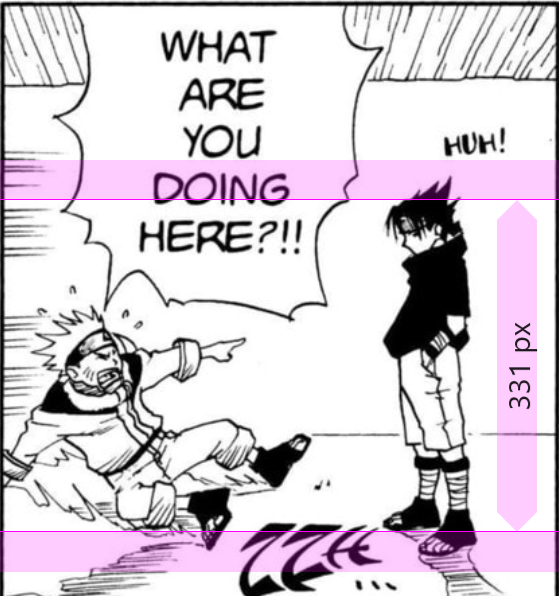 Sasuke 150.8ch / 331px = 0.4555cm/px