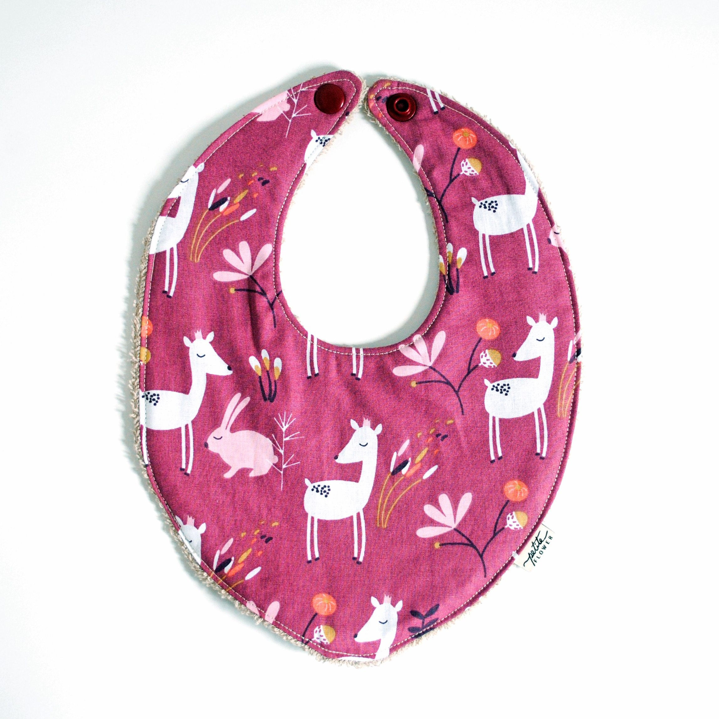 Bavoir bambi biche coton et eponge bambou Petite Flower