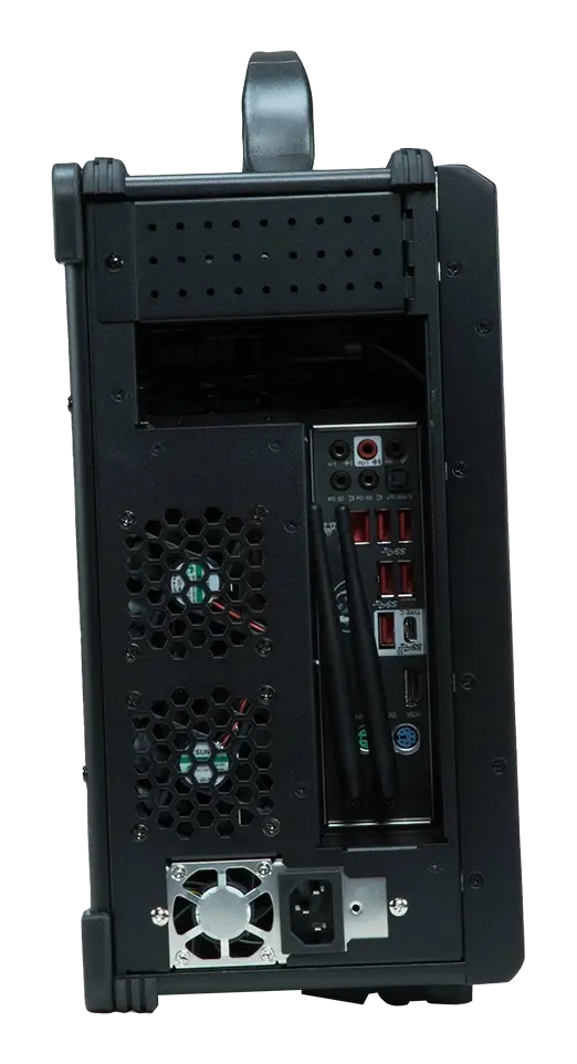 Thumbnail: Production Bot Switch 8 side view showing USB, HDMI, RJ-45 & Display ports