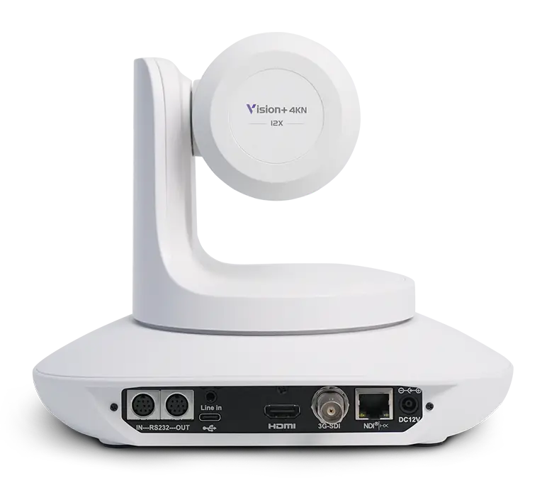 Thumbnail: Telycam Vision+ 4KN 12x UHD live streaming PTZ camera: White, rear
