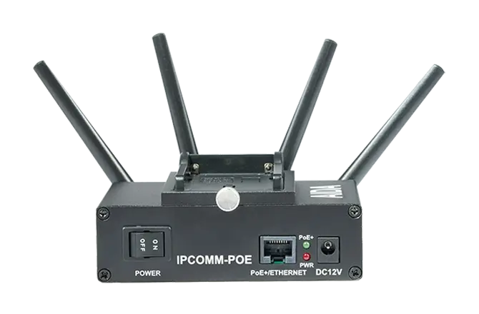 Thumbnail: At the bottom of the IPCOMM-PoE features 3 x 1/4-20” mounting holes