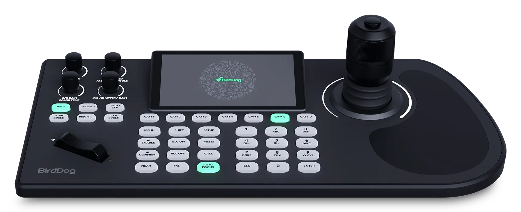 BirdDog KBD Controller offers PTZ camera operators a rugged, ergonomic design, a large multi-camera display, and direct access to essential functions