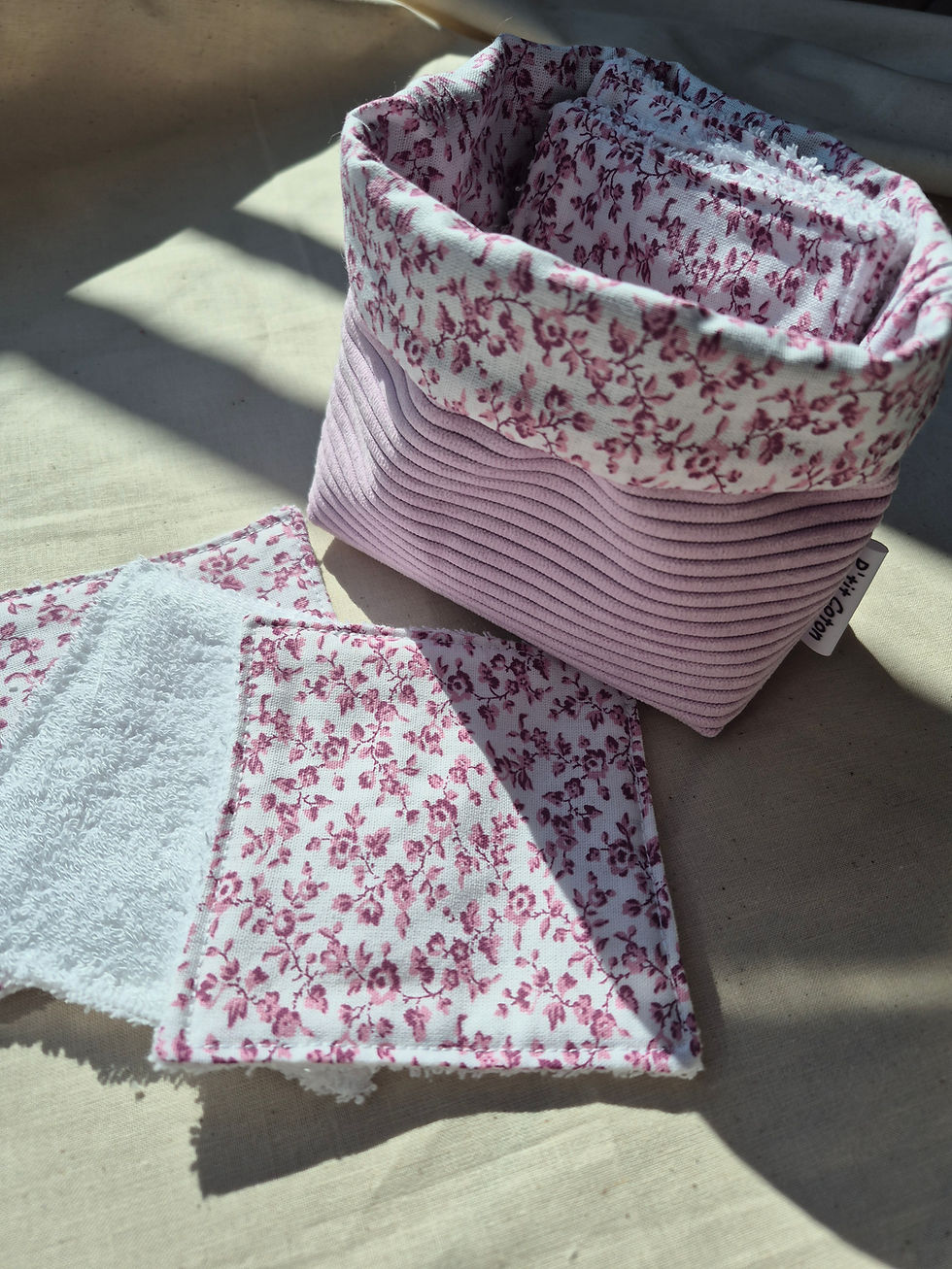 Miniature : Lingettes et panier en velours côtelé
