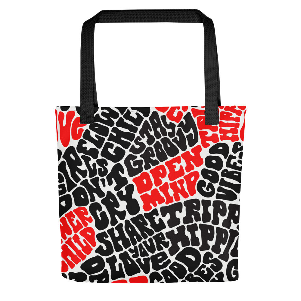 Black and Red Puzzle Tote Bag