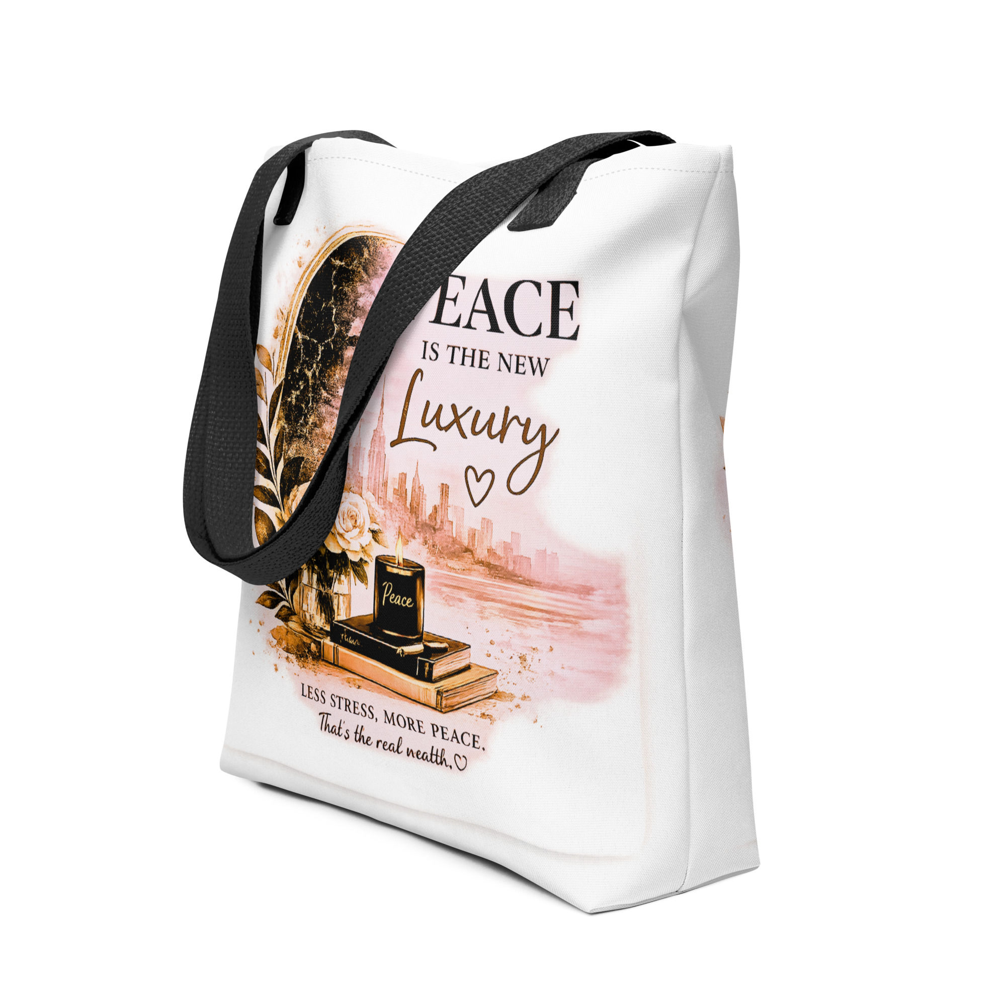 Peace is The New Luxury White Tote Bag