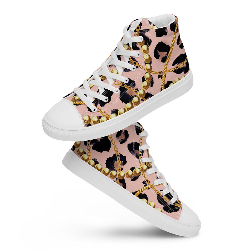 Thumbnail: Leopard And Gold Women’s High Top Canvas Sneakers