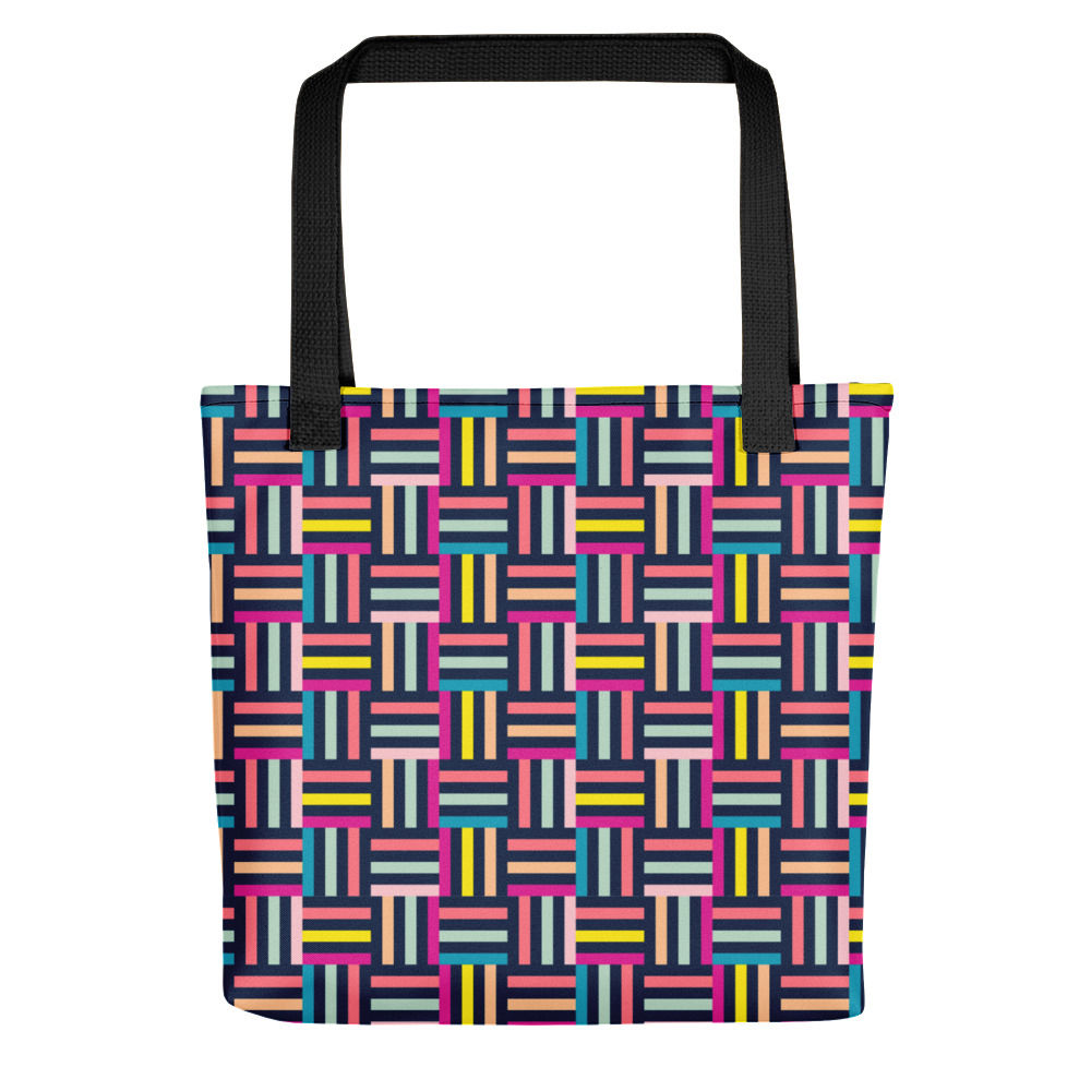 Pink Grid Tote Bag