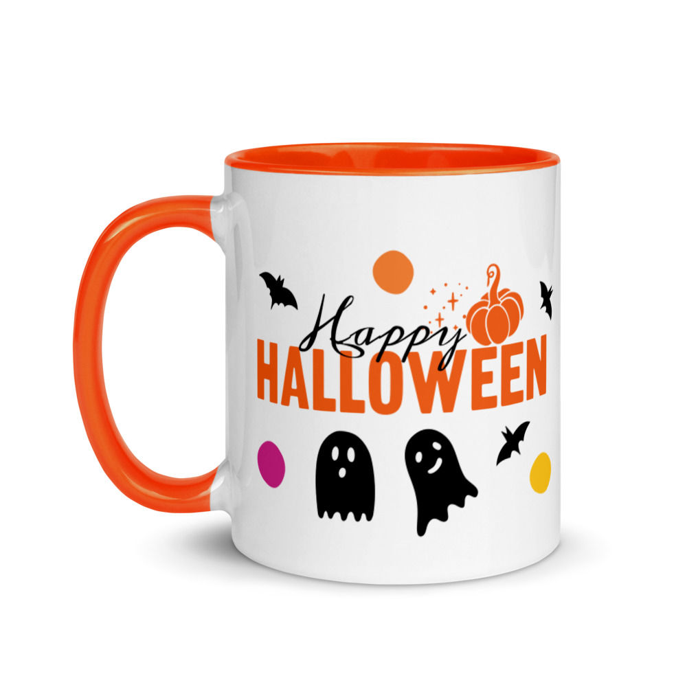 Fun Orange And White Halloween Mug