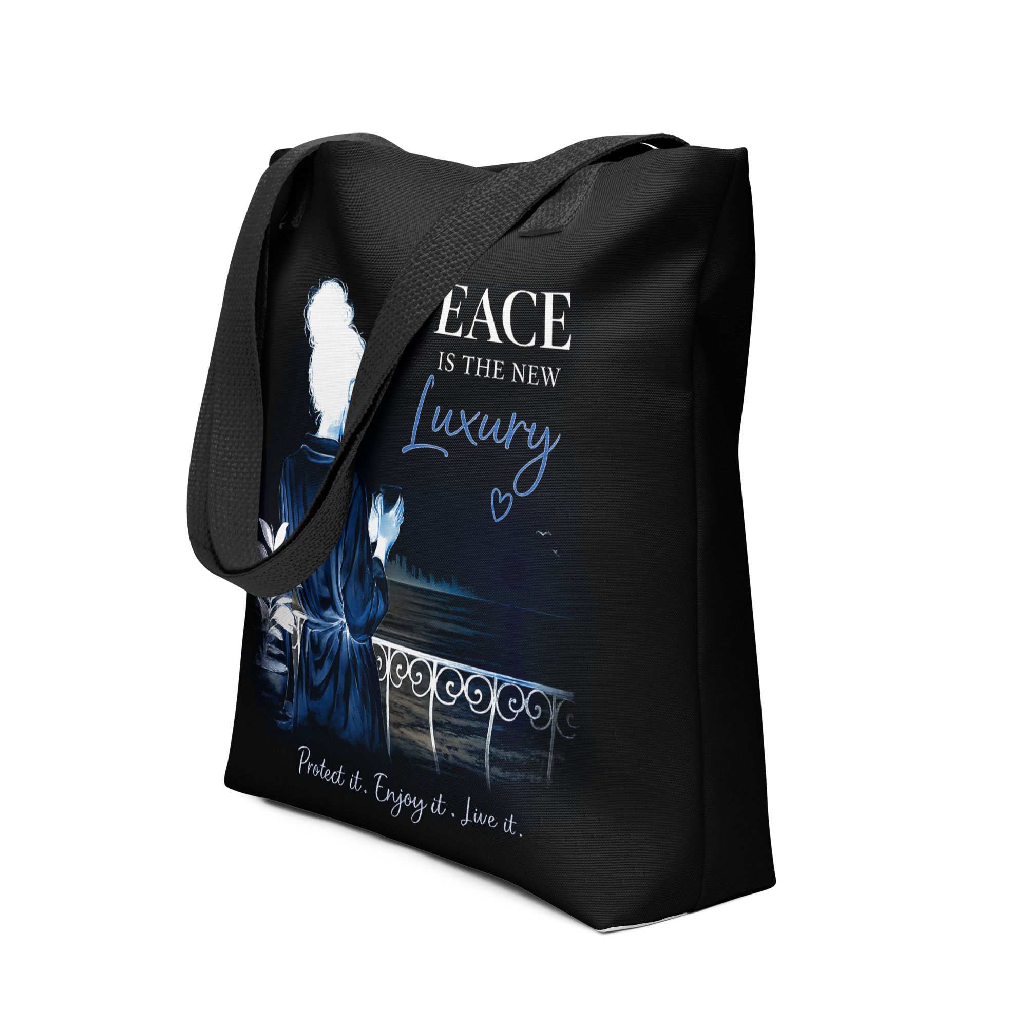 Peace Black Tote Bag