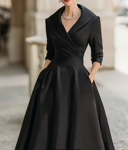 Elegant Satin Black Dress
