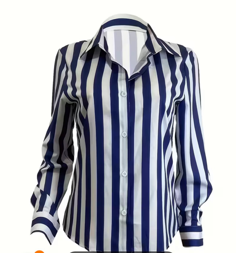 Blue & White Pinstripes Collard Shirts