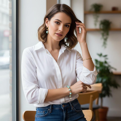 Natural Lake Blue Shell Turquoise Bracelet