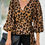 Thumbnail: Leopard Print Cross Neck Tie-Front Blouse