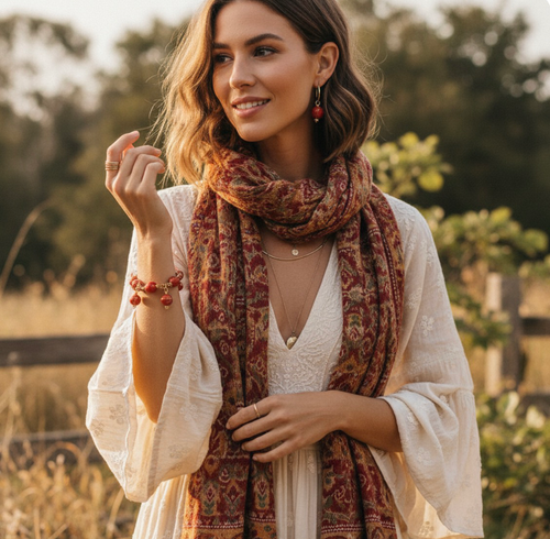 Red Golden Wire Turquoise Bracelet