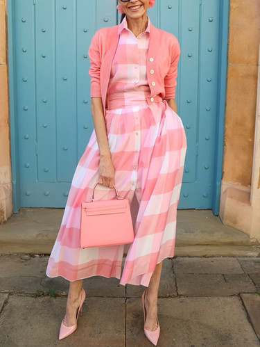 Classic  Pink Plaid Dress
