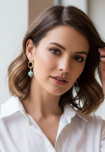 Natural Lake Blue Shell Turquoise Earring 