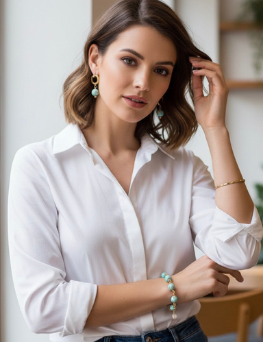 Natural Lake Blue Shell Turquoise Bracelet