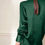 Thumbnail: Dark Green  Satin Long Sleeve Blouse