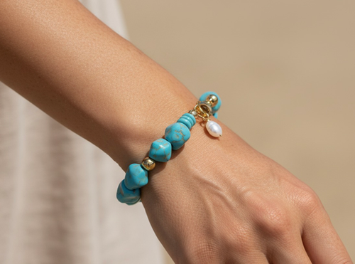 Natural Stone Blue Turquoise Bracelet