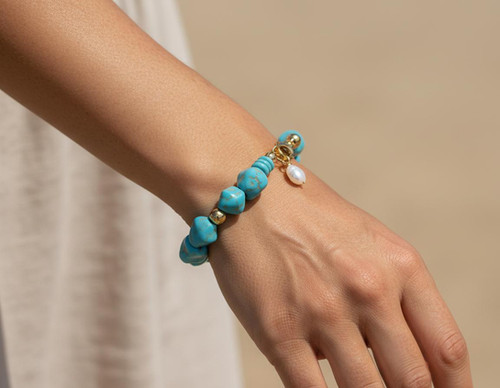 Natural Stone Blue Turquoise Bracelet