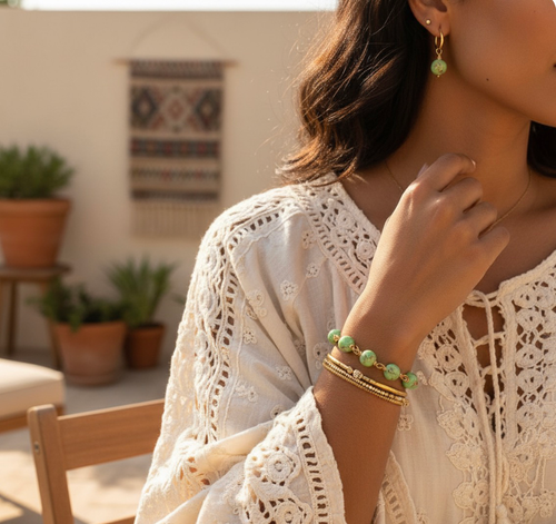 Natural Green Shell Howlite Turquoise  Earring 