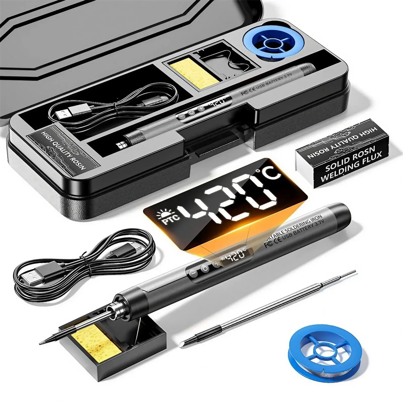 USB Rechargeable Mini Soldering Iron  Adjustable Temperature Soldering Tool with