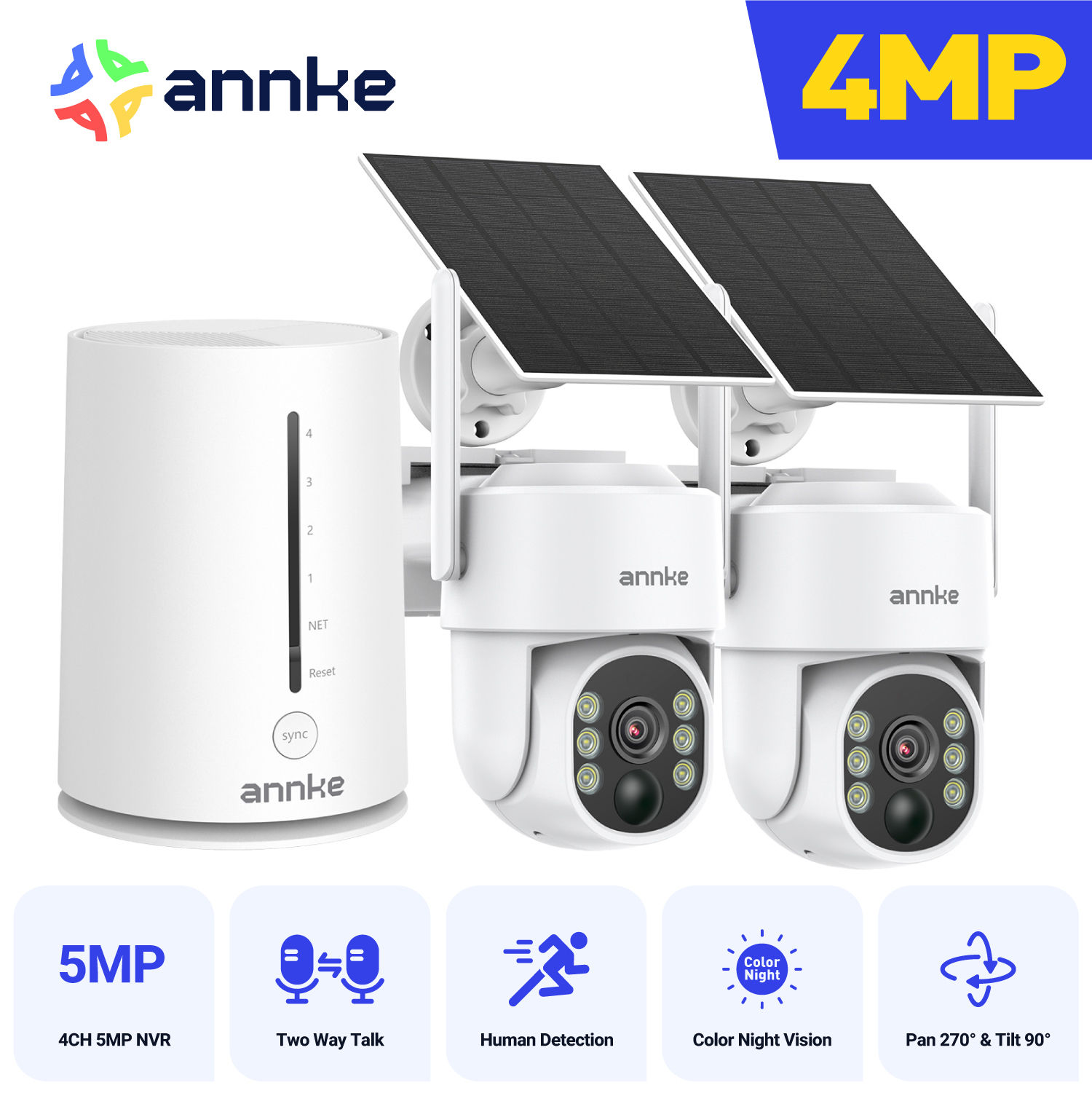 ANNKE 4MP Scalable Wireless Security Camera System 4CH 5MP Wireless Homebase NVR