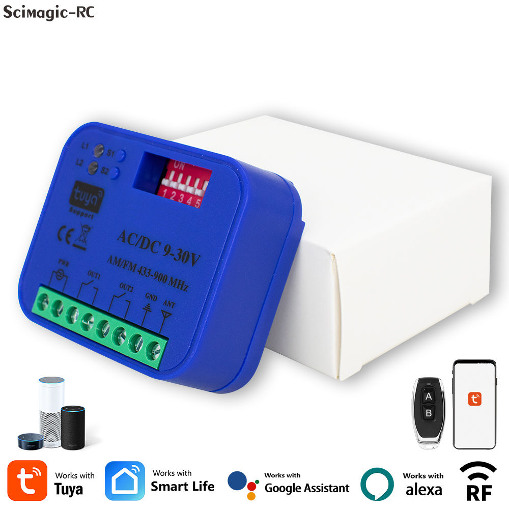 2CH 433-868MHz WiFi Garage Door Opener Remote Control Tuya Smartlife App Smart O