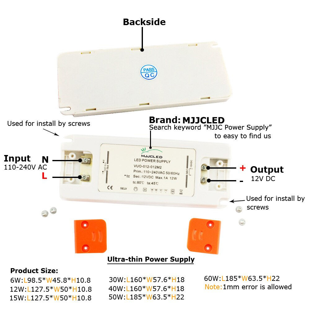 12V 24V Ultra Thin Power Supply Transformer LED Driver Constant Voltage 110V 220